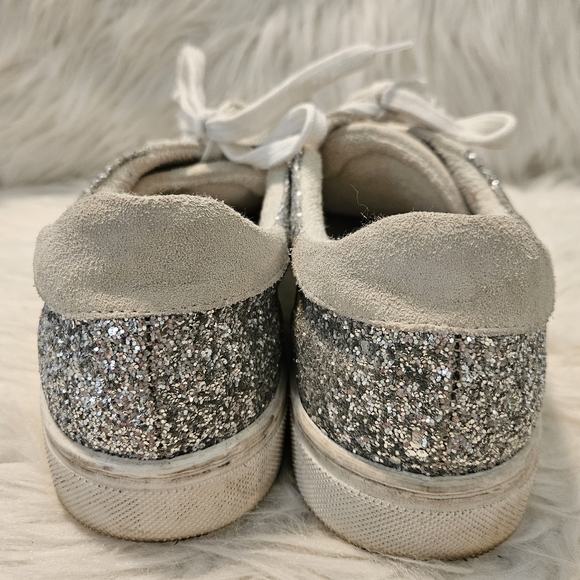 Steven By Steve Madden Rubie Silver Glitter Womens Sneakers - Picture 5 of 8